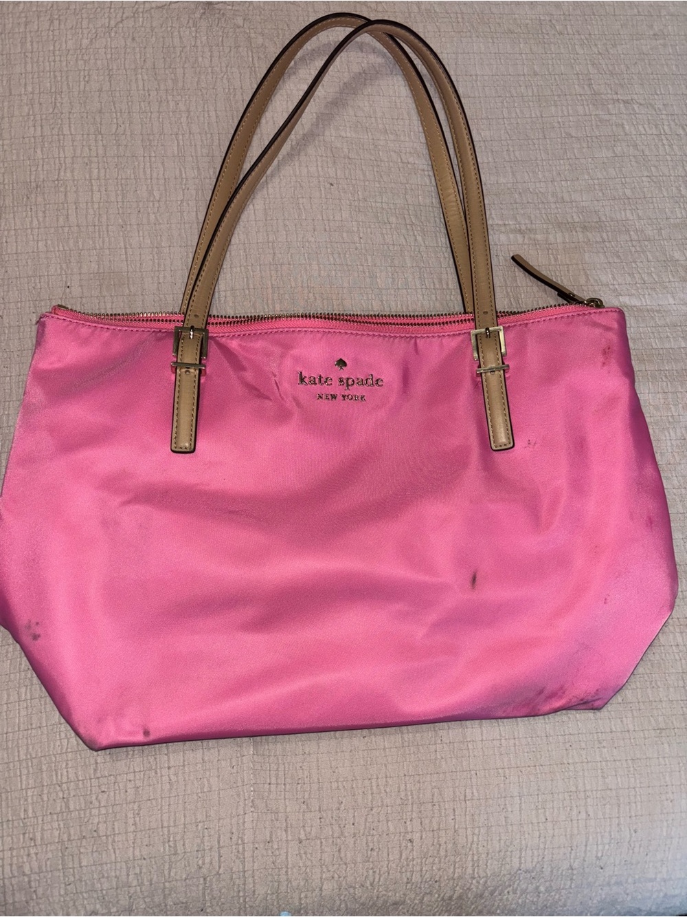 kate spade Hot Pink Tote with Tan Handles